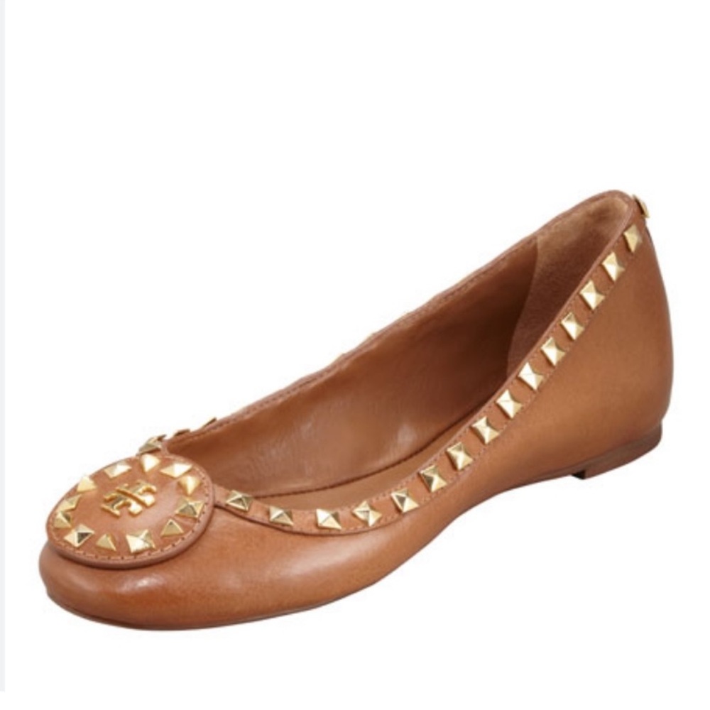 Tory Burch Dale Studded Ballerina Flat Royal Tan 7.5